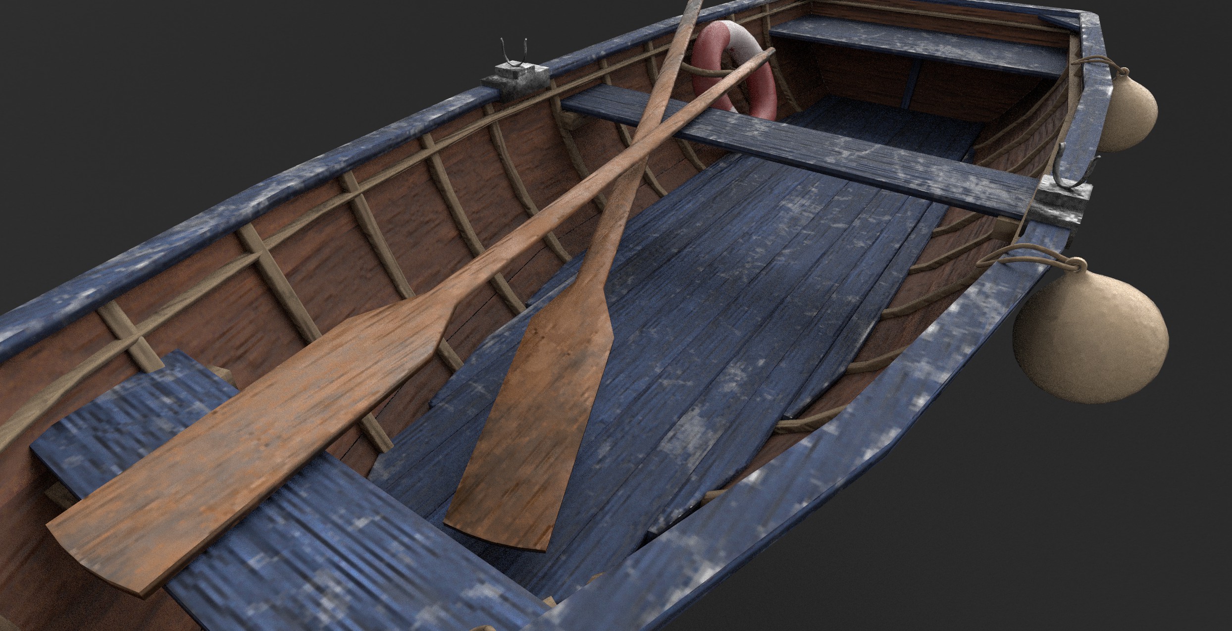 Fishing boat interior texture detail